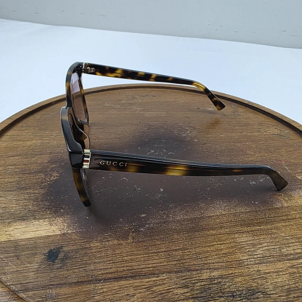 Gucci GG0459SA 003 Sunglasses Womens Brown Tortoise Purple Square Italy